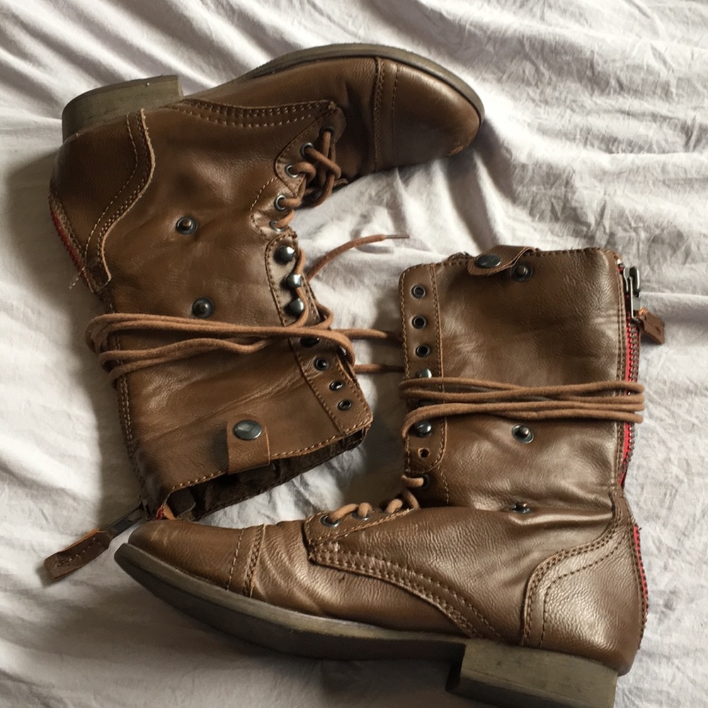 Brown Leather combat boots size 9.5